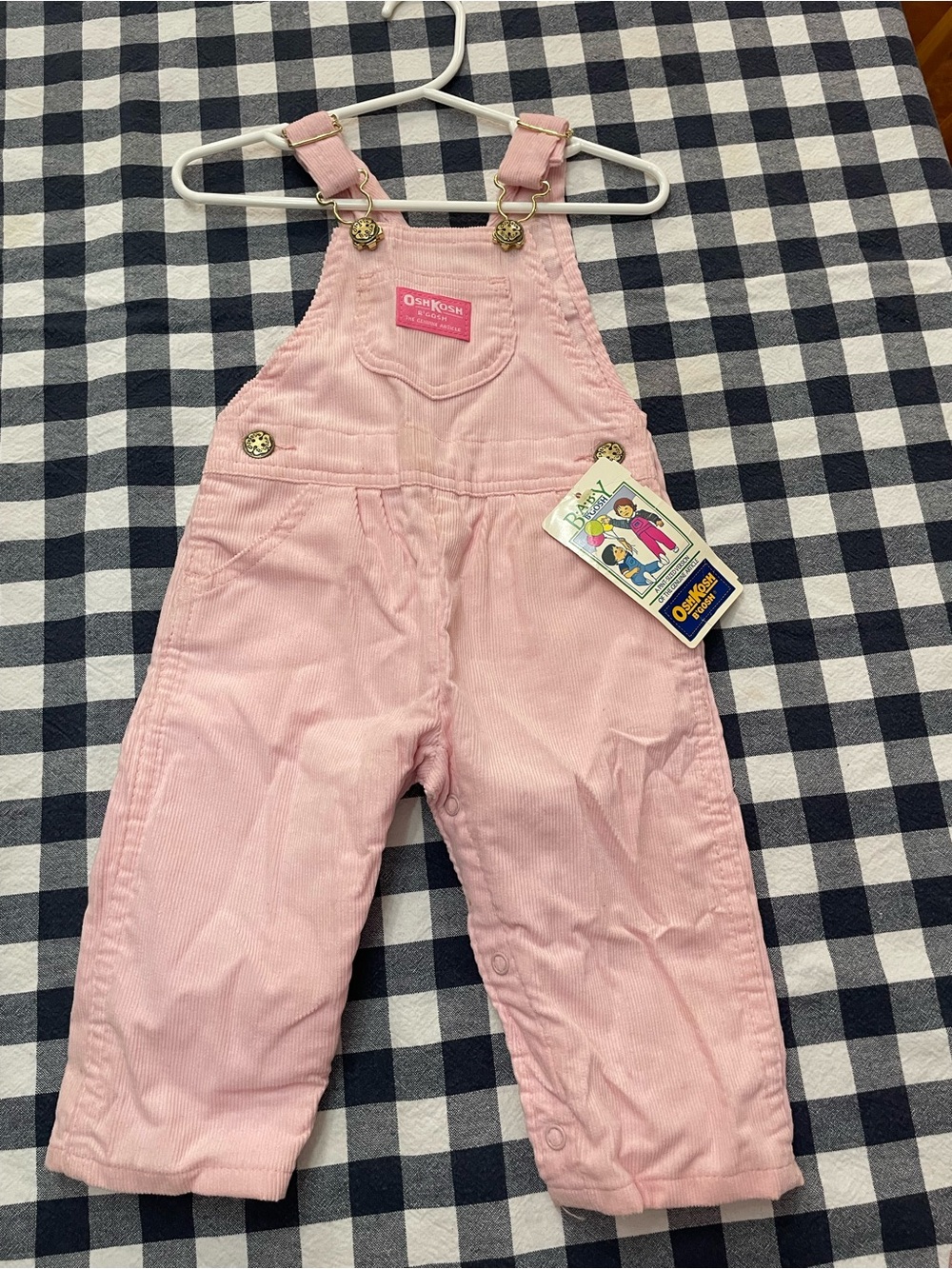 VTG OshKosh B'gosh Pink Baby Corduroy Overalls 6-9 month NWT